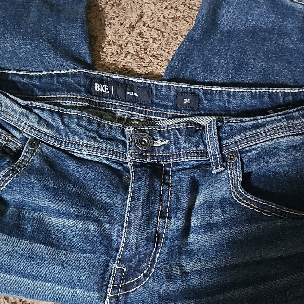 BKE Men's Dark Blue Washed Denim Shorts - Picture 5 of 5